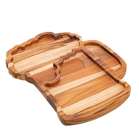 PETISQUEIRA DE MADEIRA TECA FORMATO DE CANECA 35CM X 26CM X 2CM - WOLFF CRAFT