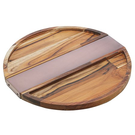PETISQUEIRA DE MADEIRA COM COBRE TECA 35CM X 35CM X 2CM - WOLFF CRAFT
