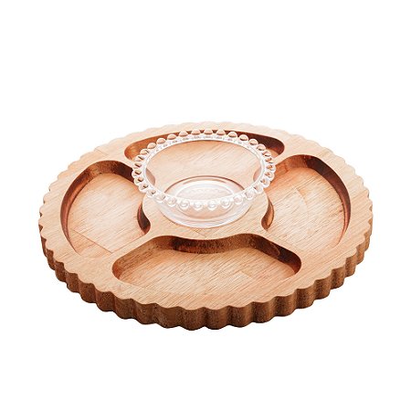 PETISQUEIRA DE MADEIRA COM BOWL LIPTUS 35CM X 6CM - WOODART