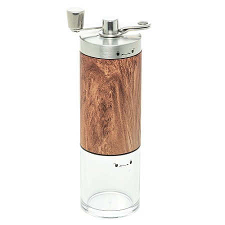 MOEDOR DE CAFÉ DE AÇO INOX MANUAL COM ESTAMPA DE MADEIRA 5CM X 5CM X 17CM - WOLFF