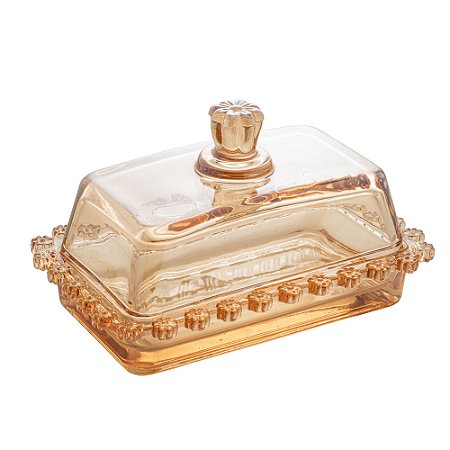 MANTEIGUEIRA DE CRISTAL DAISY ÂMBAR 18CM X 11CM X 10CM - WOLFF