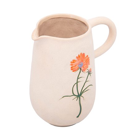 JARRO DECORATIVO DE CERÂMICA FLOR LARANJA TRENTO 14,5CM X 10CM X 15,5CM - WOLFF