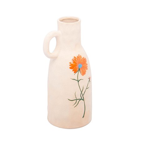 JARRO DECORATIVO DE CERÂMICA FLOR LARANJA TRENTO 12CM X 10CM X 23,5CM - WOLFF