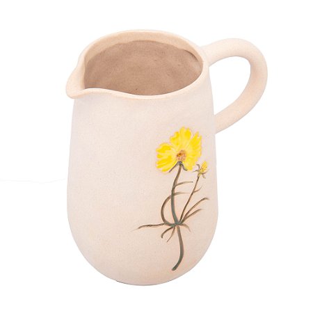 JARRO DECORATIVO DE CERÂMICA FLOR AMARELA TRENTO 14,5CM X 10CM X 15,5CM - WOLFF