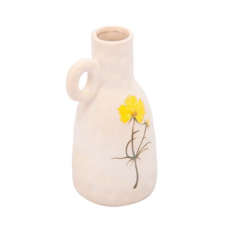 JARRO DECORATIVO DE CERÂMICA FLOR AMARELA TRENTO 10,5CM X 9CM X 18CM - WOLFF