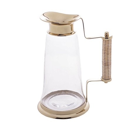 JARRA DE VIDRO SODO COM CABO DE RATTAN DOURADO 1,3L - WOLFF