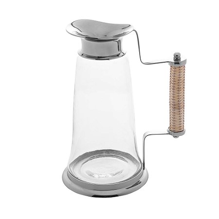 JARRA DE VIDRO COM CABO DE RATTAN PRATA 1,3L - WOLFF