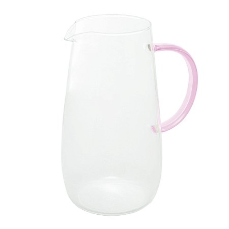 JARRA DE VIDRO BOROSSILICATO COM ALÇA E COPO FUN ROSA 1,3L - WOLFF
