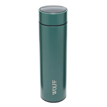 GARRAFA TÉRMICA DE AÇO INOX COM TERMÔMETRO EM LED VERDE 500ML - WOLFF