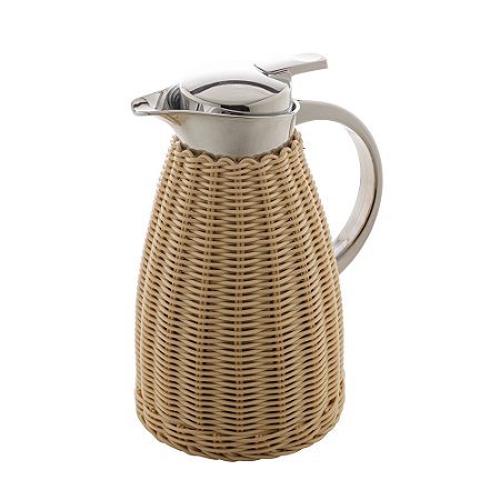 GARRAFA TÉRMICA DE AÇO INOX COM RATTAN PLÁTICO BEGE 1,5L - WOLFF