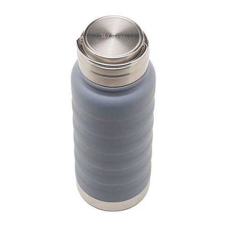 GARRAFA TÉRMICA DE AÇO INOX COM ALÇA TREKK CINZA 600ML - WOLFF