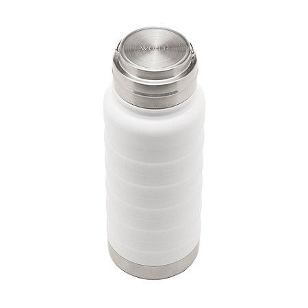 GARRAFA TÉRMICA DE AÇO INOX COM ALÇA TREKK BRANCA 600ML - WOLFF