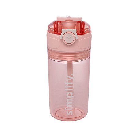 GARRAFA SQUEEZE DE POLICARBONATO COM PORTA SNACK ROSA 450ML - WOLFF