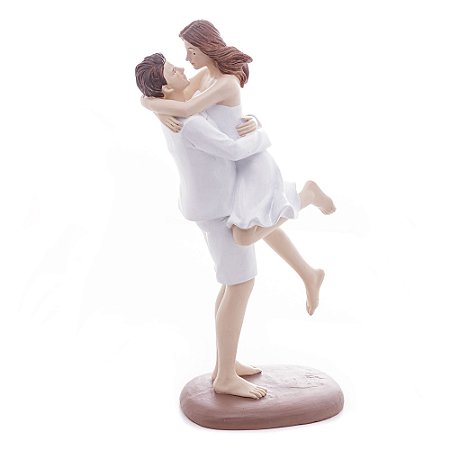 FIGURA DECORATIVA CASAL DE RESINA 14CM X 8CM X 25CM - WOLFF