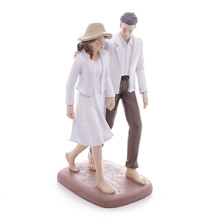 FIGURA DECORATIVA CASAL DE RESINA 11CM X 12CM X 24CM - WOLFF