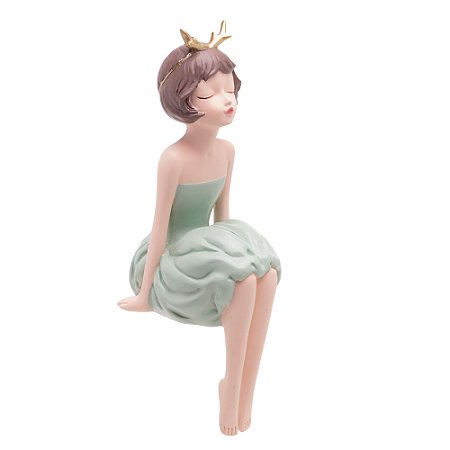FIGURA DECORATIVA BONECA SENTADA DE RESINA 7,5CM X 9,5CM X 22,5CM - WOLFF
