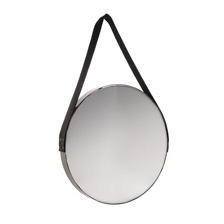 ESPELHO COM SUPORTE DE COURO ESCOVADO BLACK 50CM - WOLFF