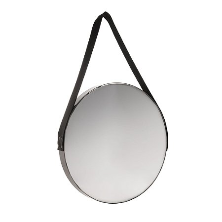 ESPELHO COM SUPORTE DE COURO ESCOVADO BLACK 36CM - WOLFF