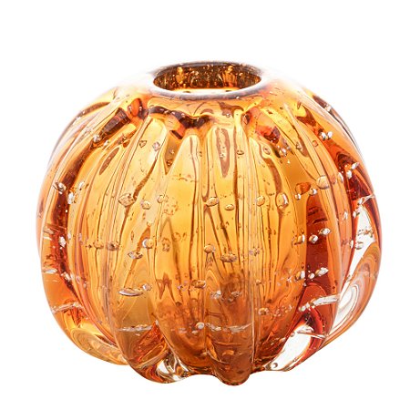 ESFERA DE VIDRO ITALY ÂMBAR E DOURADO 12CM X 10CM - WOLFF