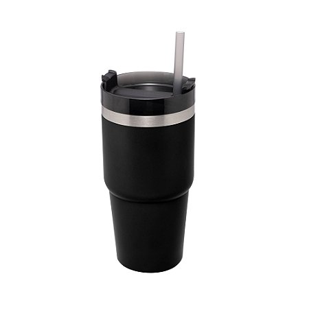 COPO TÉRMICO PAREDE DUPLA SLIMTERM COM BASE ERGONÔMICA E CANUDO PRETO 590ML - WOLFF