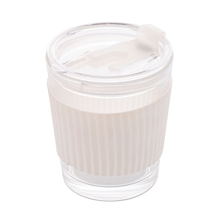 COPO DE VIDRO COM CINTA EM SILICONE BRANCO 350ML - WOLFF