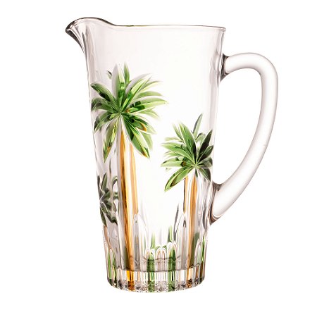 CONJUNTO JARRA COM 6 COPOS DE CRISTAL PALM TREE HANDPAINT - WOLFF