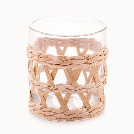 CONJUNTO DE 4 COPOS BAIXOS DE VIDRO COM SISAL 320ML - WOLFF