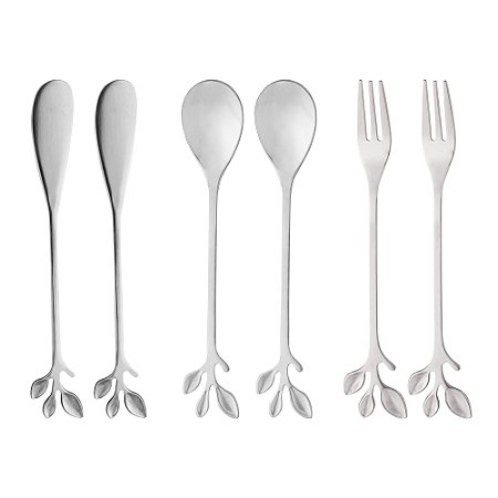 CONJUNTO 6 TALHERES DE AÇO INOX LEAVES PRATA - WOLFF
