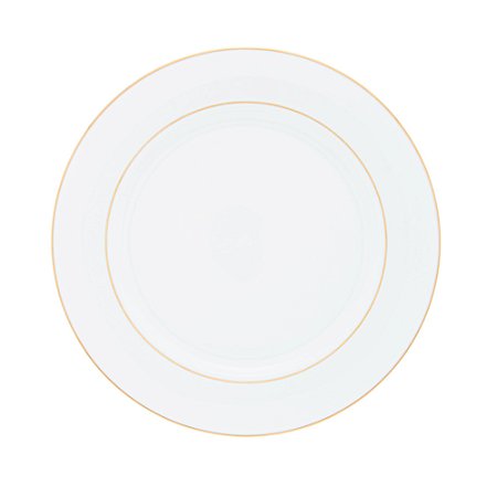 CONJUNTO 6 PRATOS RASOS DE PORCELANA COM BORDA DOURADA MÔNACO BRANCO 27CM - WOLFF