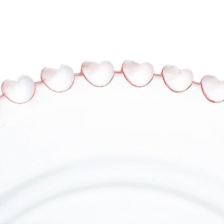 QUEIJEIRA DE CRISTAL COM TAMPA CORAÇÃO BORDA ROSA 19,5CM X 13CM - LYOR