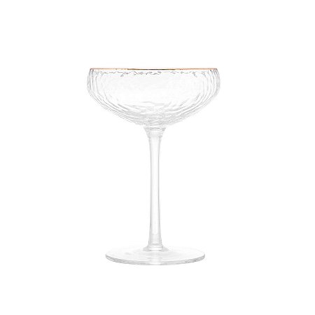 CONJUNTO 2 TAÇAS DE CRISTAL COUPE MARTELADO COM FIO DE OURO PETRA - LYOR