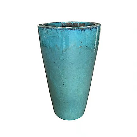 VASO VIETNAMITA DE CERAMICA IMPORTADO MALDIVAS AQUA D30XA54CM