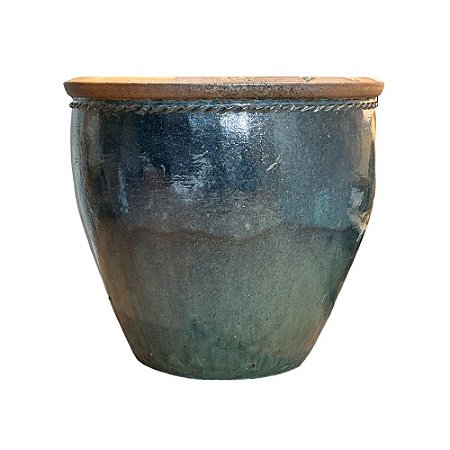 VASO RUSTICO DE CERAMICA IMPORTADO MARROCOS VERDE EXTRA D91XA84CM