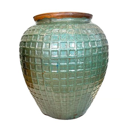VASO CERAMICA IMPORTADO INGLATERRA RUSTICO DE VERDE EXTRA D75XA85CM