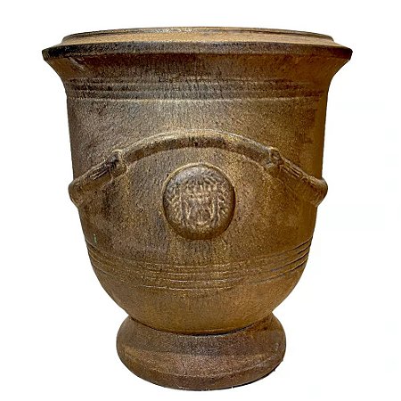 VASO VIETNAMITA DE CERAMICA IMPORTADO FRANCA BRONZE D60XA64CM