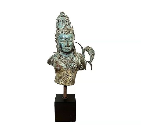 ESCULTURA EM BRONZE BUSTO BUDA BALI VERDE
