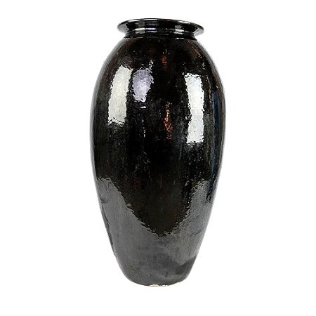 VASO VIETNAMITA DE CERAMICA IMPORTADO CAIRO JAR PRETO D47XA95CM