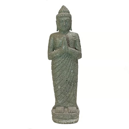 ESCULTURA BUDA BALI EM PE PEDRA VULCANICA 100CM