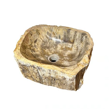 CUBA EM MADEIRA PETRIFICADA MESCLA AREIA BALI L38XA14XP33CM