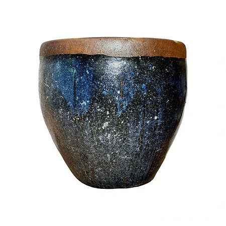 VASO RUSTICO DE CERAMICA IMPORTADO MARRAKECH AZUL D71XA66CM