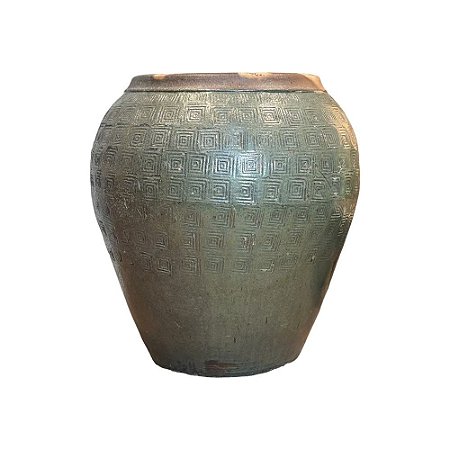 VASO RUSTICO DE CERAMICA IMPORTADO KYOTO VERDE D77XA83CM