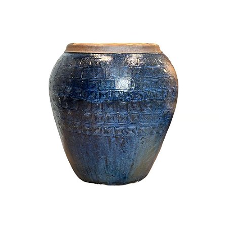 VASO RUSTICO DE CERAMICA IMPORTADO KYOTO AZUL D77XA83CM