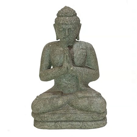 ESCULTURA BUDA BALI EM PEDRA VULCANICA A65BCM