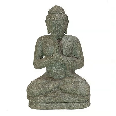 ESCULTURA BUDA BALI PEDRA VULCANICA TRABALHADA A65CM