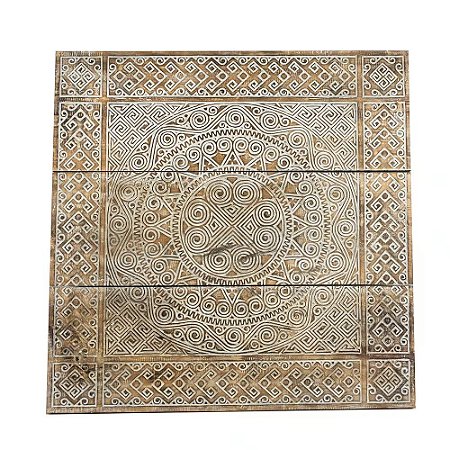 PAINEL QUADRADO TIMOR BRANCO EM MADEIRA ANTIQUE 100CM
