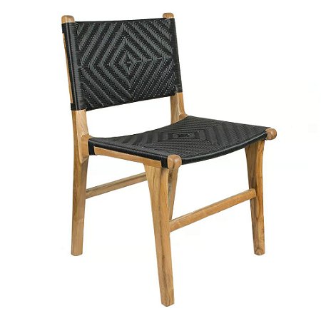CADEIRA ATALAIA MADEIRA COM RATTAN SINTETICO PRETO