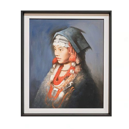 QUADRO YUNNAN GIRL LENCO ESCURO COM MOLDURA