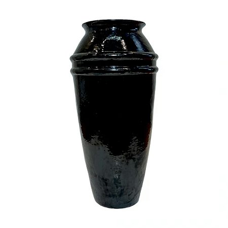 VASO VIETNAMITA DE CERAMICA IMPORTADO JAKARTA PRETO D33XA70CM