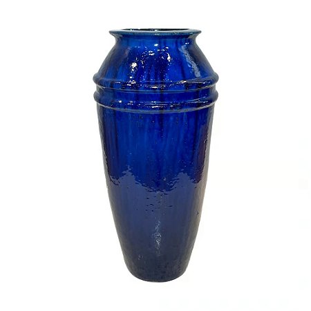 VASO VIETNAMITA DE CERAMICA IMPORTADO JAKARTA AZUL D33XA70CM