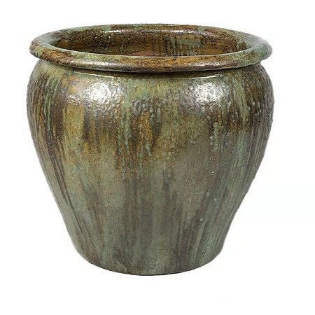 VASO VIETNAMITA DE CERAMICA IMPORTADO THAI MUSGO D53XA48CM